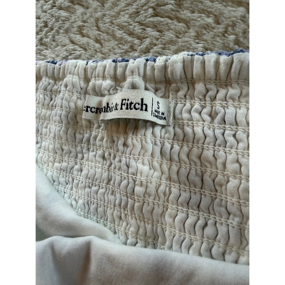 Abercrombie & Fitch Linen Blend Halter Crop Top Blue White Toile Tropical S‎ - Picture 4 of 11